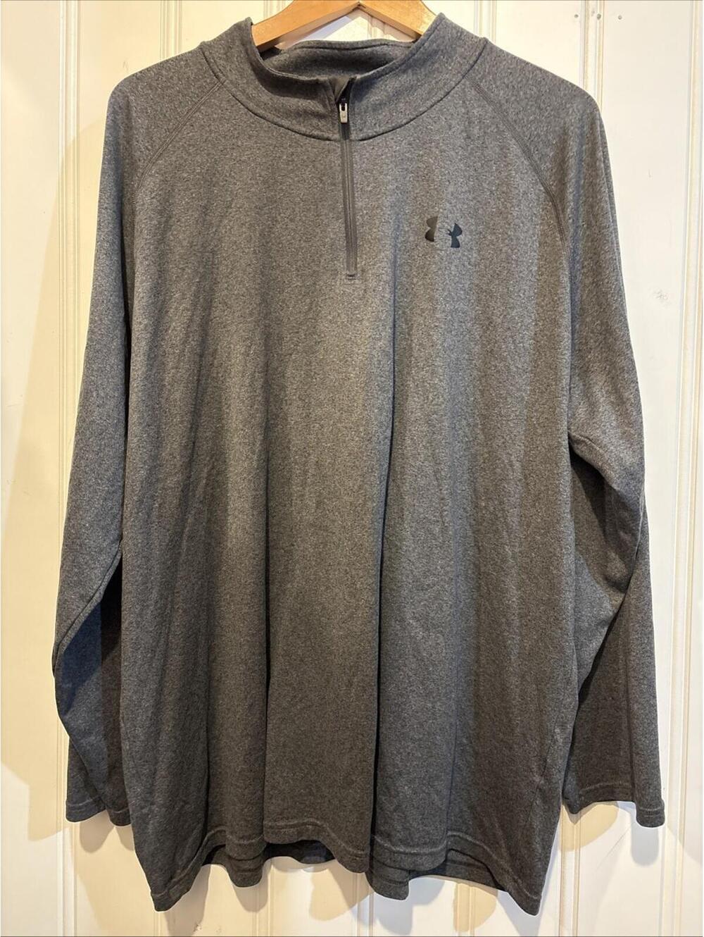 Lot of 2 Under Armour HeatGear Mens Long Sleeve 1/4 Zip Pullover Shirts Gray 3XL - Picture 2 of 9